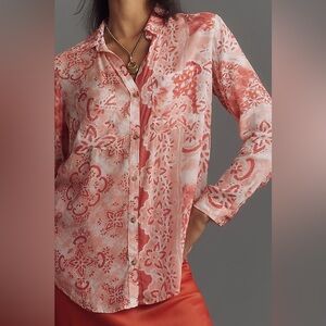 Anthropologie Pilcro The Romy Relaxed Buttondown Blouse Shirt Boho Size XXS NWT